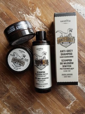 Test redakcyjny szamponu i wosku odsiwiającego Men ,polskiej marki Venita – ciemne tony