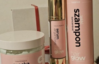 Test szamponu, serum z kwasem hialuronowym i maski do włosów Hairglow by Keratin Moment
